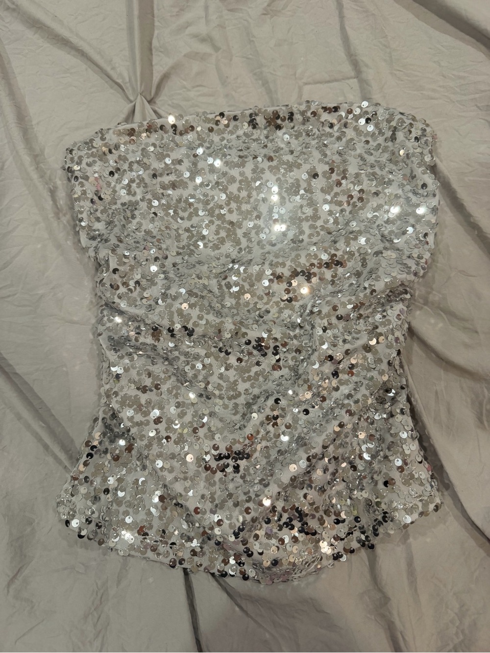 Forever 21 Silver Sequin Strapless Camisole